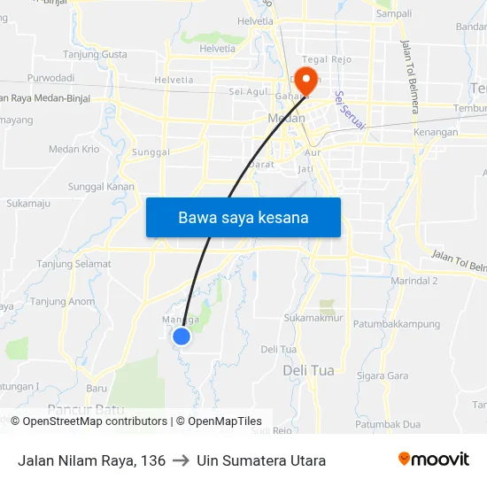 Jalan Nilam Raya, 136 to Uin Sumatera Utara map