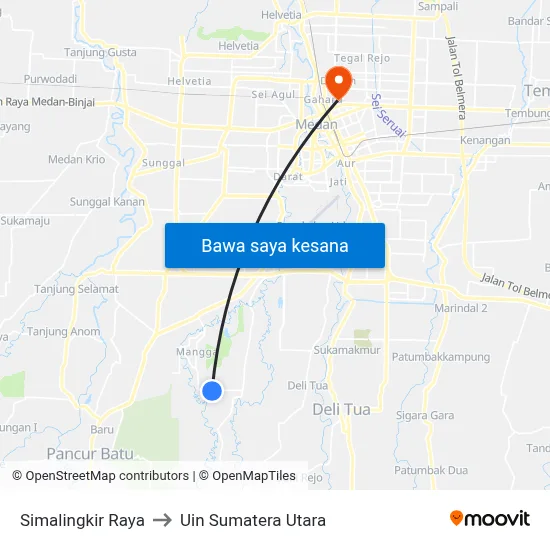 Simalingkir Raya to Uin Sumatera Utara map