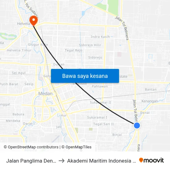 Jalan Panglima Denai, 48 to Akademi Maritim Indonesia Medan map