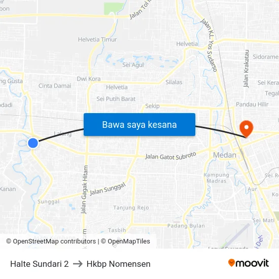 Halte Sundari 2 to Hkbp Nomensen map