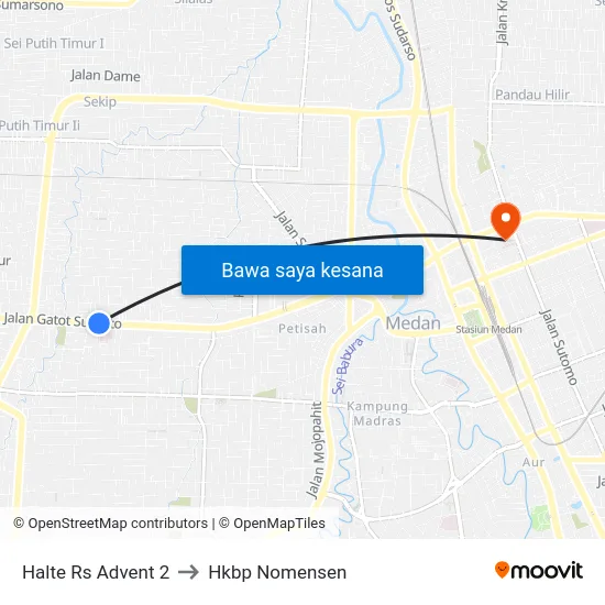 Halte Rs Advent 2 to Hkbp Nomensen map