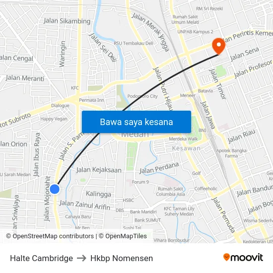 Halte Cambridge to Hkbp Nomensen map