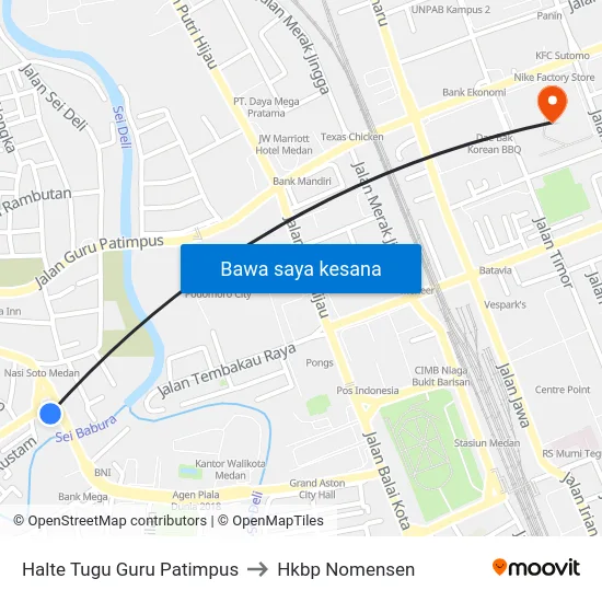 Halte Tugu Guru Patimpus to Hkbp Nomensen map