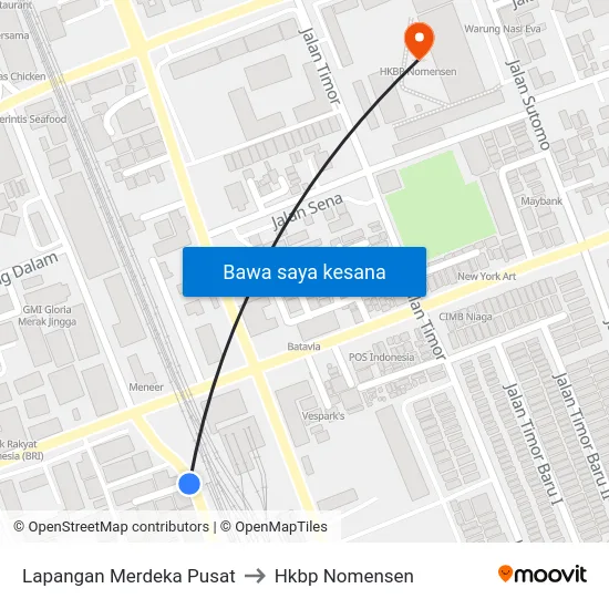 Lapangan Merdeka Pusat to Hkbp Nomensen map