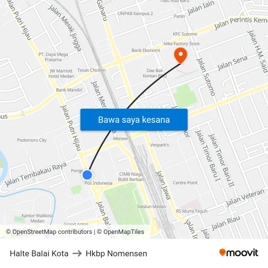 Halte Balai Kota to Hkbp Nomensen map