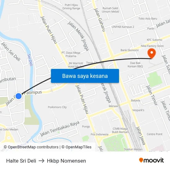 Halte Sri Deli to Hkbp Nomensen map