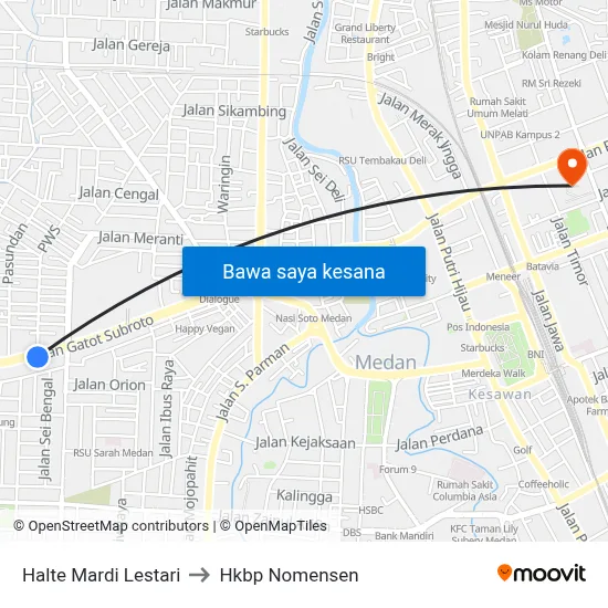 Halte Mardi Lestari to Hkbp Nomensen map
