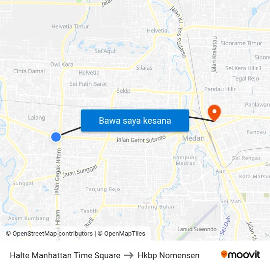 Halte Manhattan Time Square to Hkbp Nomensen map