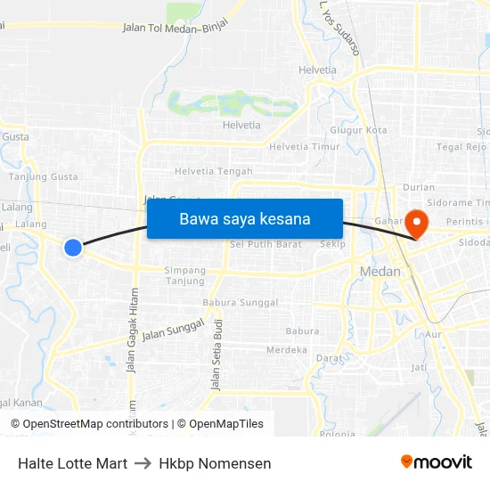 Halte Lotte Mart to Hkbp Nomensen map