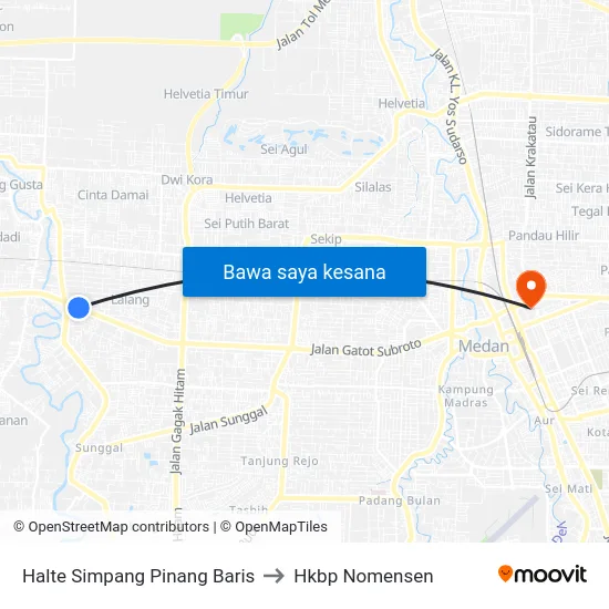 Halte Simpang Pinang Baris to Hkbp Nomensen map