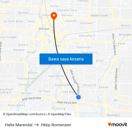 Halte Marendal to Hkbp Nomensen map
