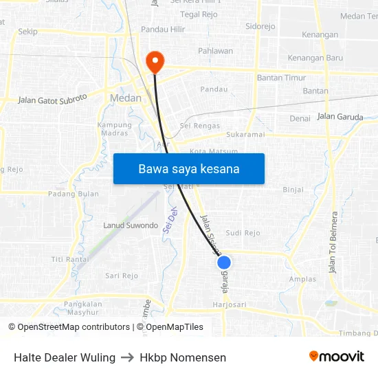 Halte Dealer Wuling to Hkbp Nomensen map