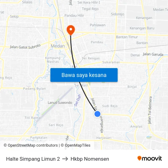 Halte Simpang Limun 2 to Hkbp Nomensen map