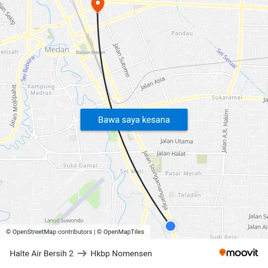Halte Air Bersih 2 to Hkbp Nomensen map