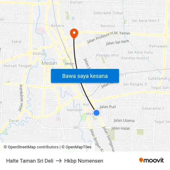 Halte Taman Sri Deli to Hkbp Nomensen map