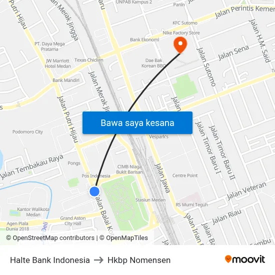 Halte Bank Indonesia to Hkbp Nomensen map
