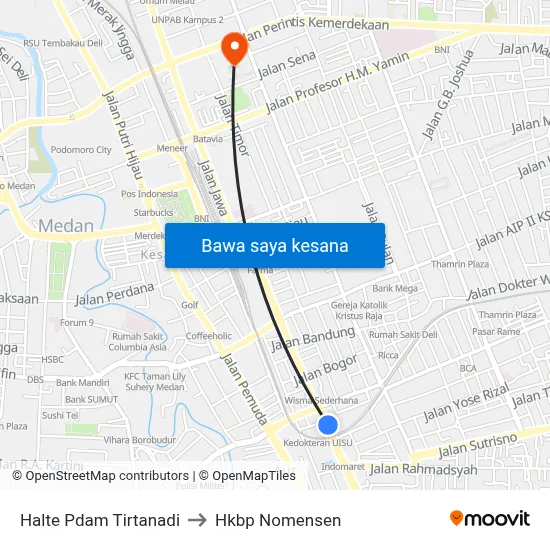Halte Pdam Tirtanadi to Hkbp Nomensen map