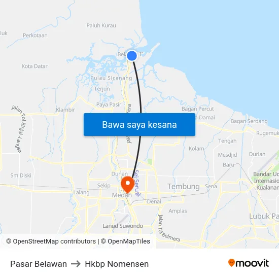 Pasar Belawan to Hkbp Nomensen map