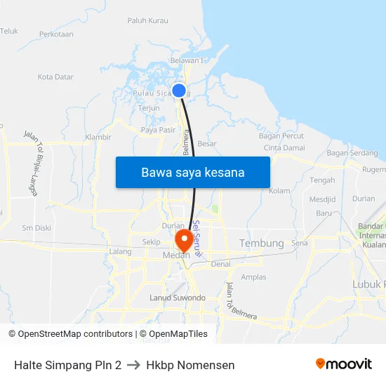 Halte Simpang Pln 2 to Hkbp Nomensen map
