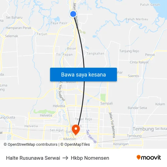 Halte Rusunawa Serwai to Hkbp Nomensen map