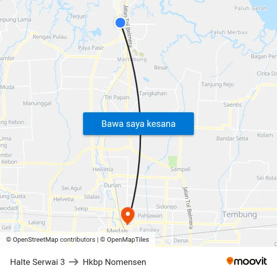 Halte Serwai 3 to Hkbp Nomensen map