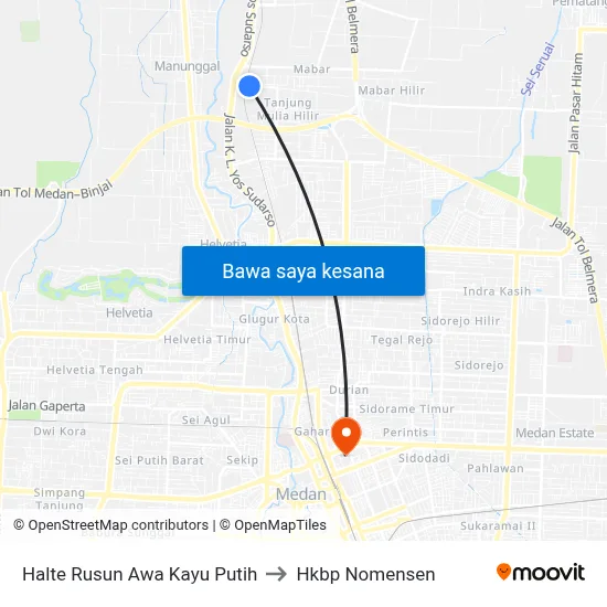 Halte Rusun Awa Kayu Putih to Hkbp Nomensen map