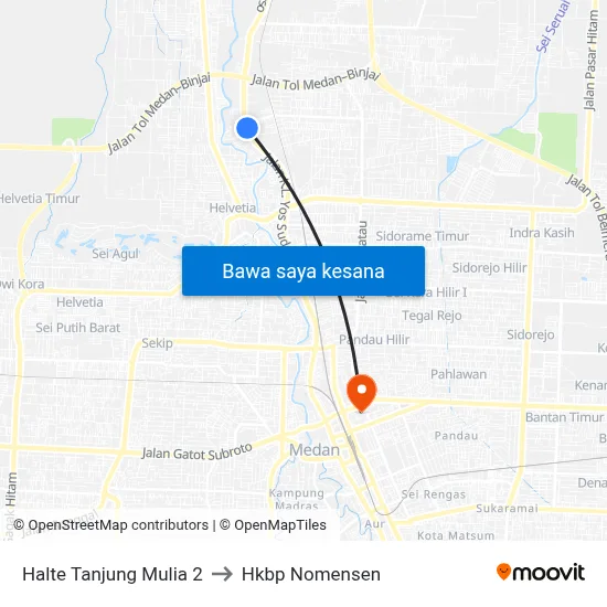 Halte Tanjung Mulia 2 to Hkbp Nomensen map