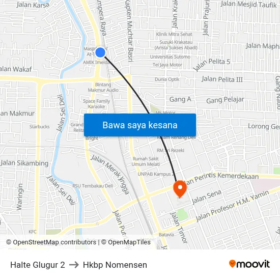 Halte Glugur 2 to Hkbp Nomensen map