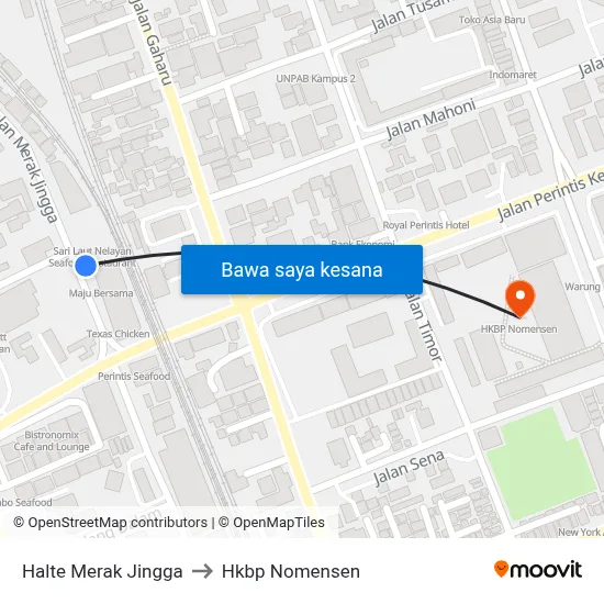 Halte Merak Jingga to Hkbp Nomensen map