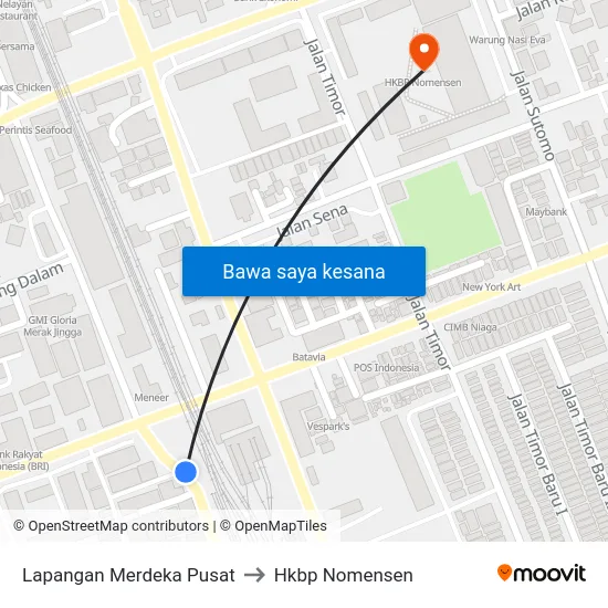 Lapangan Merdeka Pusat to Hkbp Nomensen map