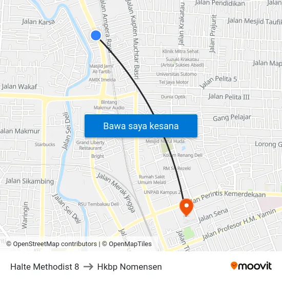 Halte Methodist 8 to Hkbp Nomensen map