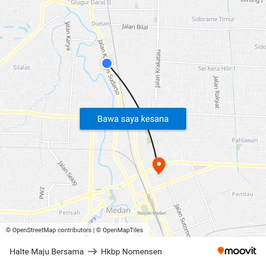 Halte Maju Bersama to Hkbp Nomensen map