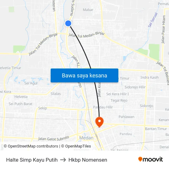 Halte Simp Kayu Putih to Hkbp Nomensen map