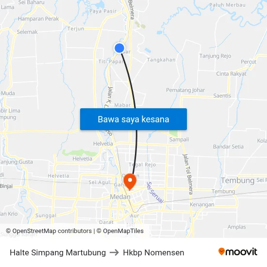 Halte Simpang Martubung to Hkbp Nomensen map