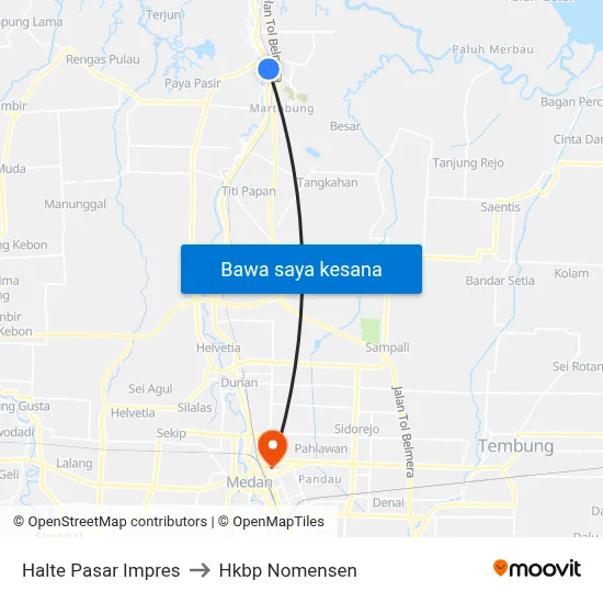 Halte Pasar Impres to Hkbp Nomensen map