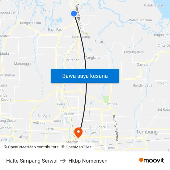 Halte Simpang Serwai to Hkbp Nomensen map