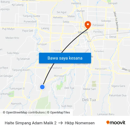Halte Simpang Adam Malik 2 to Hkbp Nomensen map