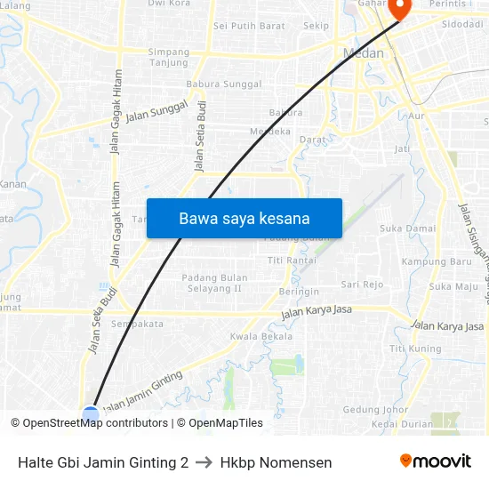 Halte Gbi Jamin Ginting 2 to Hkbp Nomensen map