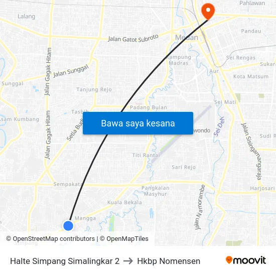 Halte Simpang Simalingkar 2 to Hkbp Nomensen map