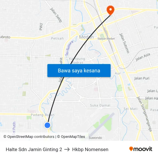 Halte Sdn Jamin Ginting 2 to Hkbp Nomensen map