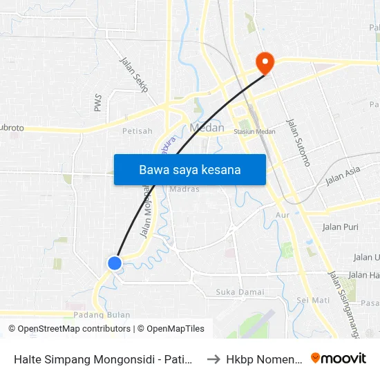 Halte Simpang Mongonsidi - Patimura 2 to Hkbp Nomensen map