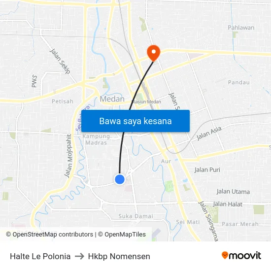 Halte Le Polonia to Hkbp Nomensen map