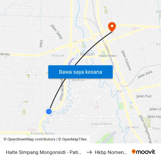 Halte Simpang Mongonsidi - Patimura to Hkbp Nomensen map