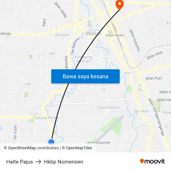 Halte Pajus to Hkbp Nomensen map