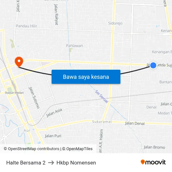Halte Bersama 2 to Hkbp Nomensen map