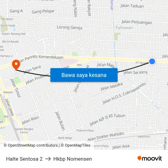 Halte Sentosa 2 to Hkbp Nomensen map
