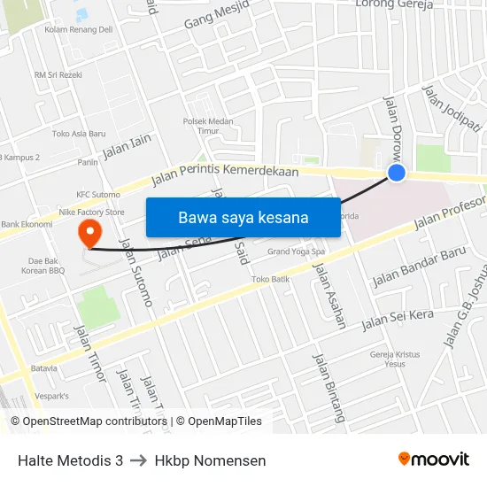 Halte Metodis 3 to Hkbp Nomensen map