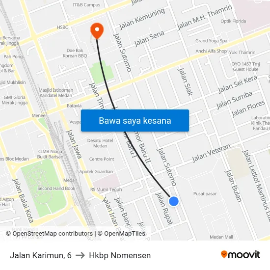 Jalan Karimun, 6 to Hkbp Nomensen map