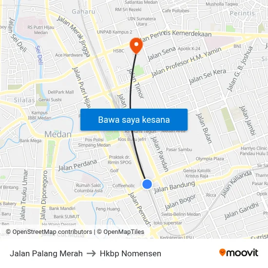 Jalan Palang Merah to Hkbp Nomensen map