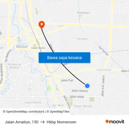 Jalan Amaliun, 150 to Hkbp Nomensen map